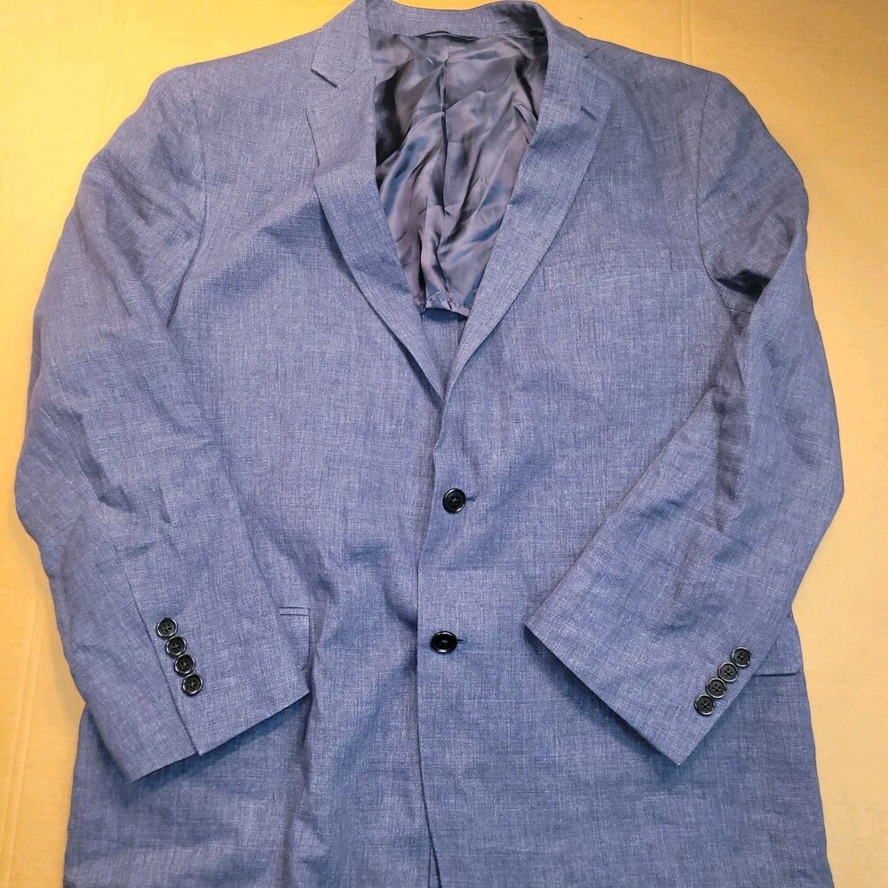 Brooks Brothers Regent Fit 44R Navy Blue Suit Jacket Blazer 100% Linen EUC